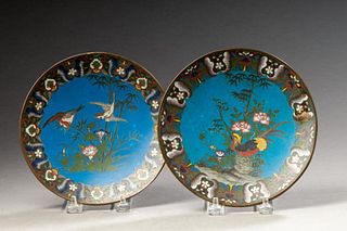Two Japanese Cloisonne Plates