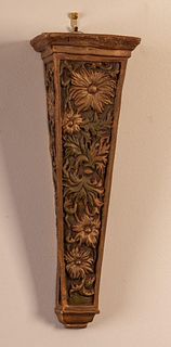 Pair of Floral Motif Ceramic Wall Bracket Shelfs.