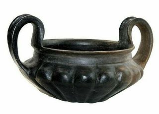 Ancient Villanovan Buccheroid Pottery Vessel, 7th Century BC. 