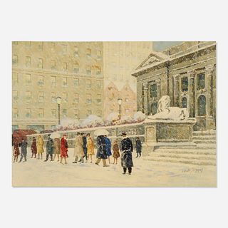 George Stimmel, New York Public Library in the Snow