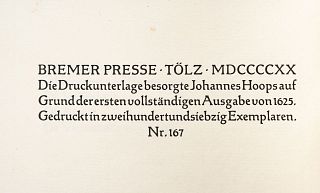 Bacon, Francis. Essays. Tölz: Bremer Presse, 1920 / London: Arthur L. Humphreys, 1900. Piezas: 2.