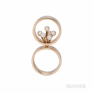 Hans Hansen 14kt Gold and Cultured Pearl Ring