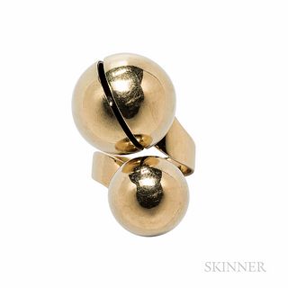 Remo Saraceni 18kt Gold and Blinking Light Bypass Ring