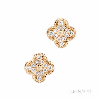 Van Cleef & Arpels 18kt Gold and Diamond "Vintage Alhambra" Earrings