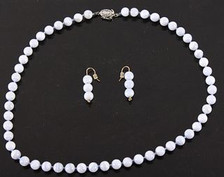 Navajo Lavender Lace Agate Necklace & Earring Set