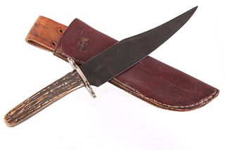 Frontier Bowie Stag Horn Fighting Knife c. 1800-