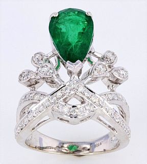 Antique Great Gatsby Emerald & Diamond Ring
