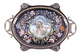 Castilian Cloisonne & Bronze Decorative Platter
