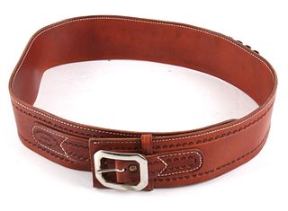 Hand Tooled Western Leather Ammo Gold Finders Belt