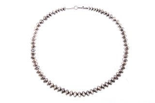 Navajo Sterling Silver Disk Beaded Necklace