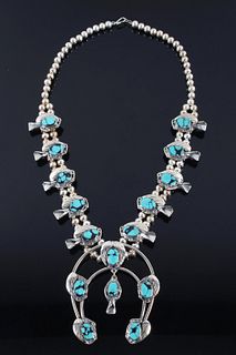 Navajo Style Silver Squash Blossom Necklace