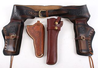 Hand Made Double Gun ammo Belt & Pistol Holsters