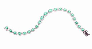 Luxury 7.95 ct Emerald & 2.47 Diamond 14K Bracelet