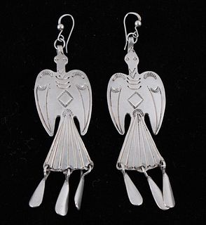 Navajo Water Bird Sterling Silver Earrings