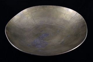 Rustic Aluminum Sand Cast Bowl With Brass Patina