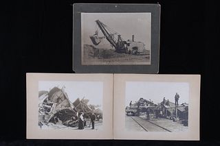 Early 1900's Matted Railroad Crash & Cars Photos
