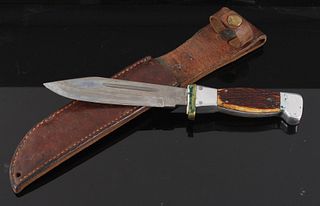 Japanese Trench Knife with Leather Sheath