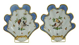 Two Herend Shell Dishes with
