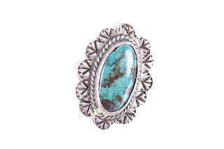 Navajo Sterling Silver Morenci Turquoise Ring