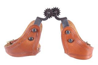 Late 19th C. OK Texas Style Double Button Spurs