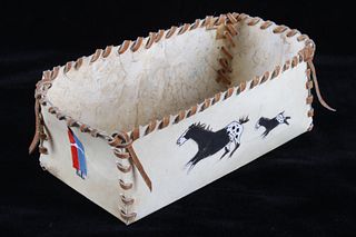 Nez Perce Parfleche Polychromal Painted Hide Box