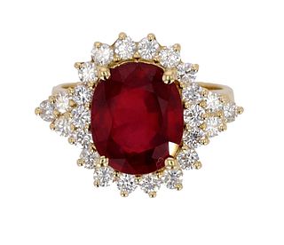 Beautiful Ruby & Diamond 14K Ring w/ Papers