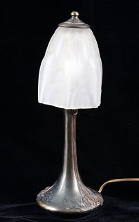 Sarsaparilla Brass Table Lamp w/ Foggy Glass Shade