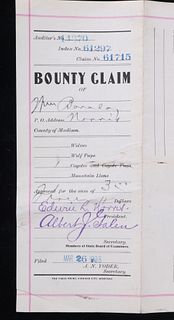 Montana Coyote Bounty Certificate 1908
