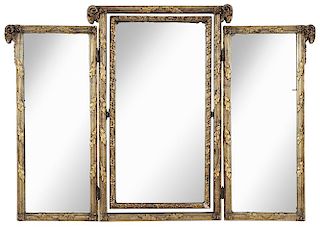 Louis XVI Style Gilt Triptych Mirror