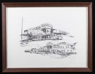 1982 Martha Cooney Wise River Club Lithograph