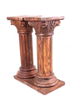 Wooden Roman Corinthian Pedestal Stands