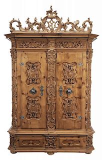 Continental Baroque Style Carved Pine
