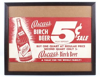 Oscars Birch Beer Framed Advertising Poster