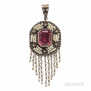 Silver and Pink Tourmaline Pendant