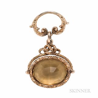 Antique Gold and Citrine Watch Fob