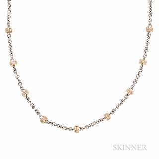 Platinum and 18kt Gold and Diamond Chain