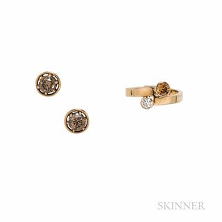 Colored Diamond Earrings and Ring