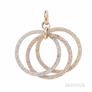 18kt Tricolor Gold and Diamond Pedant