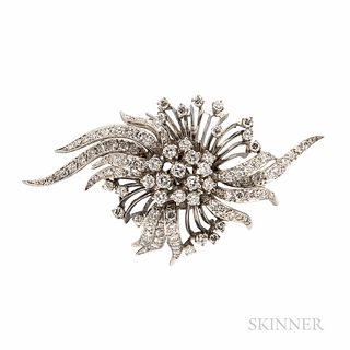 14kt White Gold and Diamond Flower Brooch