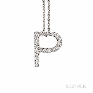 14kt White Gold and Diamond Initial Pendant