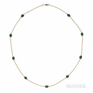 14kt Gold and Emerald Chain