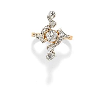 A 18K two-color gold and diamond ring