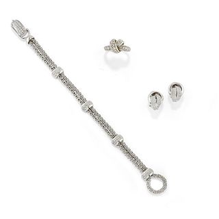 Lot of 18K white gold and diamond jewels