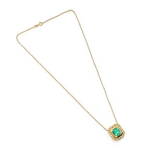 A 18K yellow gold, emerald and diamond necklace