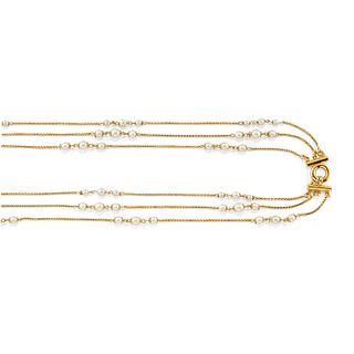 A 18K yellow gold and cultured pearl necklace