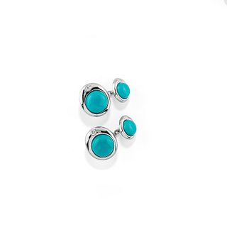 A 18K white gold, turquoise paste and diamond cufflinks