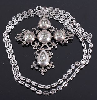 Victorian Era Silver Cross Necklace