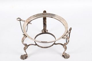 Sterling Silver Antique Round Chafer Stand; 1878