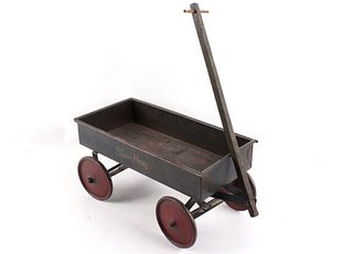 1920's Blue Boy Child Toy Tin Wagon