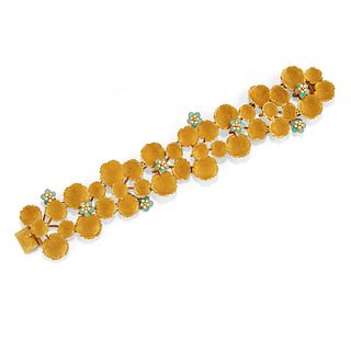 A 18K yellow gold and enamel bracelet, defects